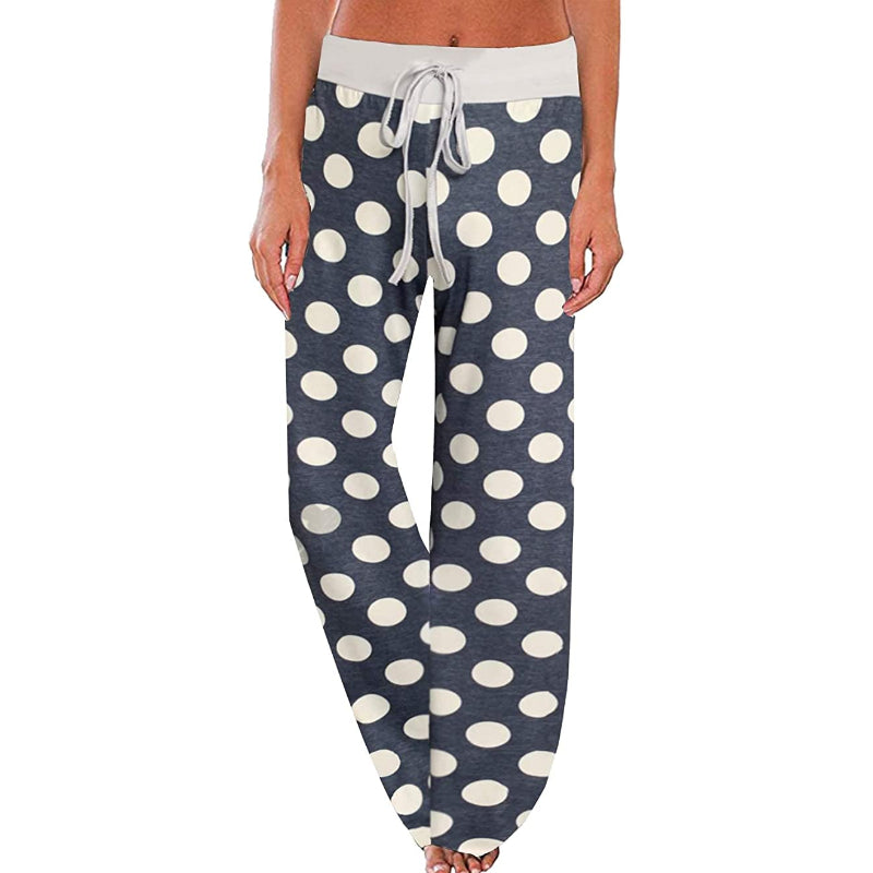 Women's Comfy Floral Print High Waist Drawstring Wide Leg Pants-Legletic