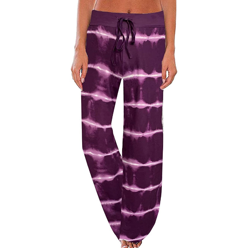 Women's Floral Print High Waist Drawstring Wide Leg Pants-Legletic