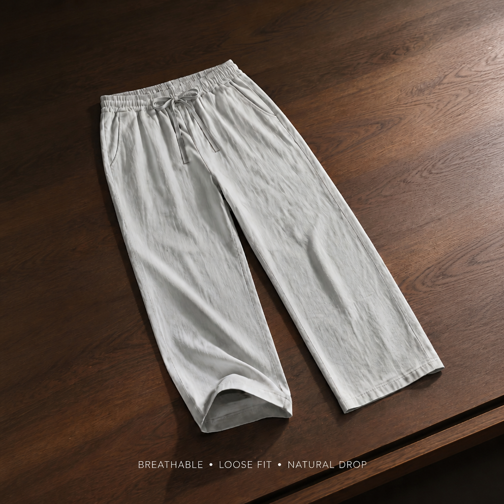 Casual Loose Wide Pants With Drawstring For Men