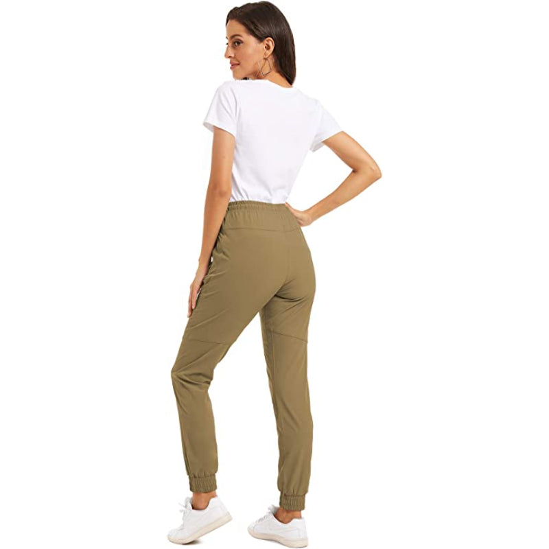 Women's Hiking Pants Lightweight Quick Dry Stretch Elastic Waist Water Resistant Golf Travel Pants with Zip Pockets-Legletic