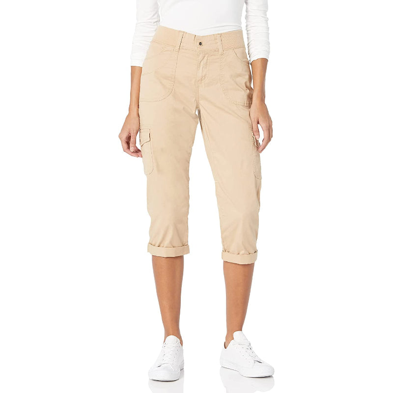 Women Relaxed Fit Knit Waist Capri Pants-Legletic