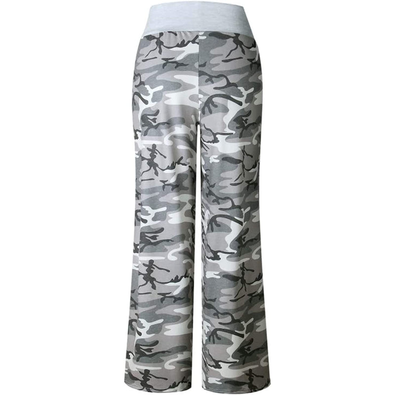 Women's Comfy Stretch Floral Print High Waist Drawstring Palazzo Wide Leg Pants-Legletic