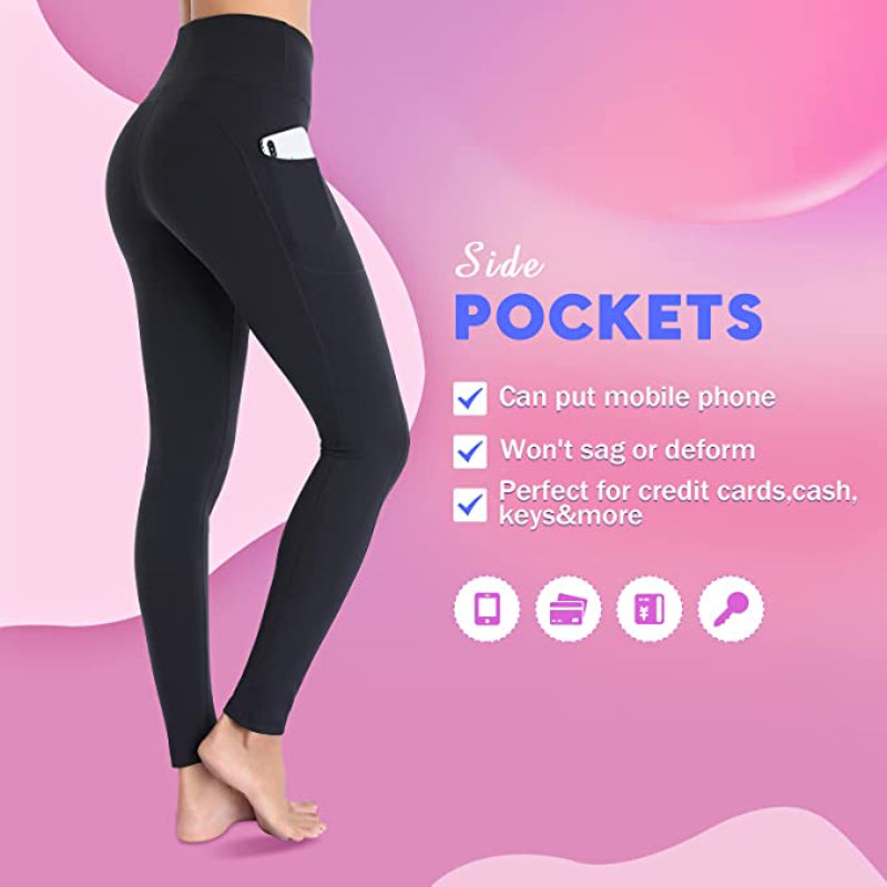 Yoga Pants with Pockets, Tummy Control, Workout Running Leggings with Pockets for Women-Legletic