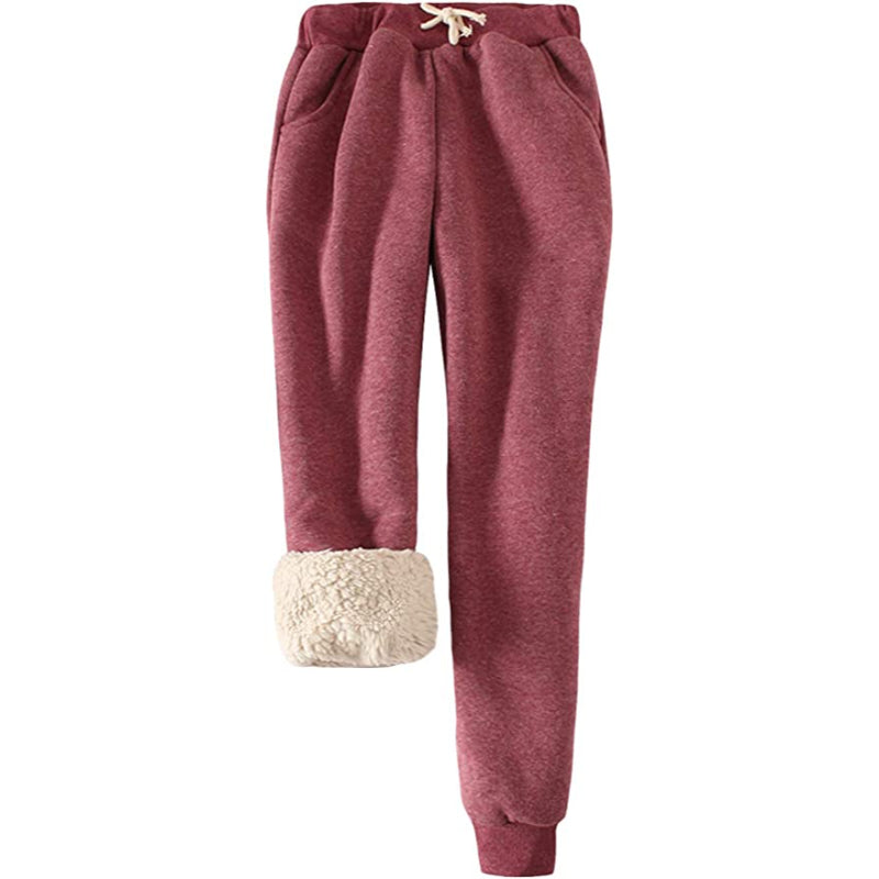 Women's Winter Fleece Sweatpants Running Active Thermal Sherpa Lined Jogger Pants With Candy Colors-Legletic