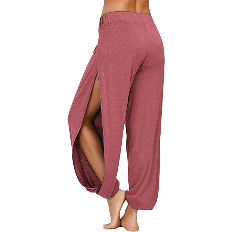 Women's Yoga Harem Pants Side Slit Joggers Workout Sweatpants-Legletic