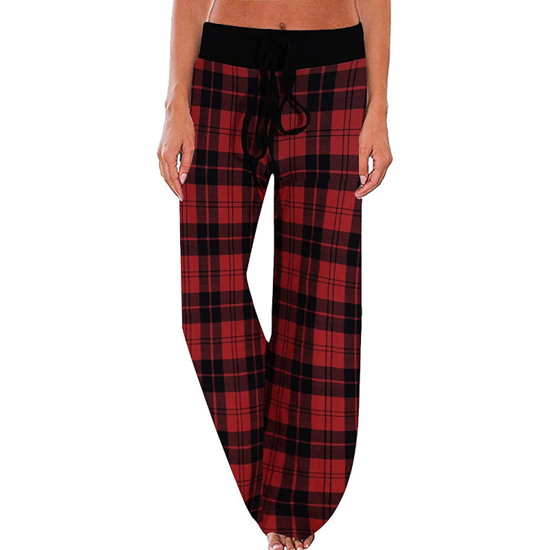 Women's Floral Print High Waist Drawstring Wide Leg Pants-Legletic