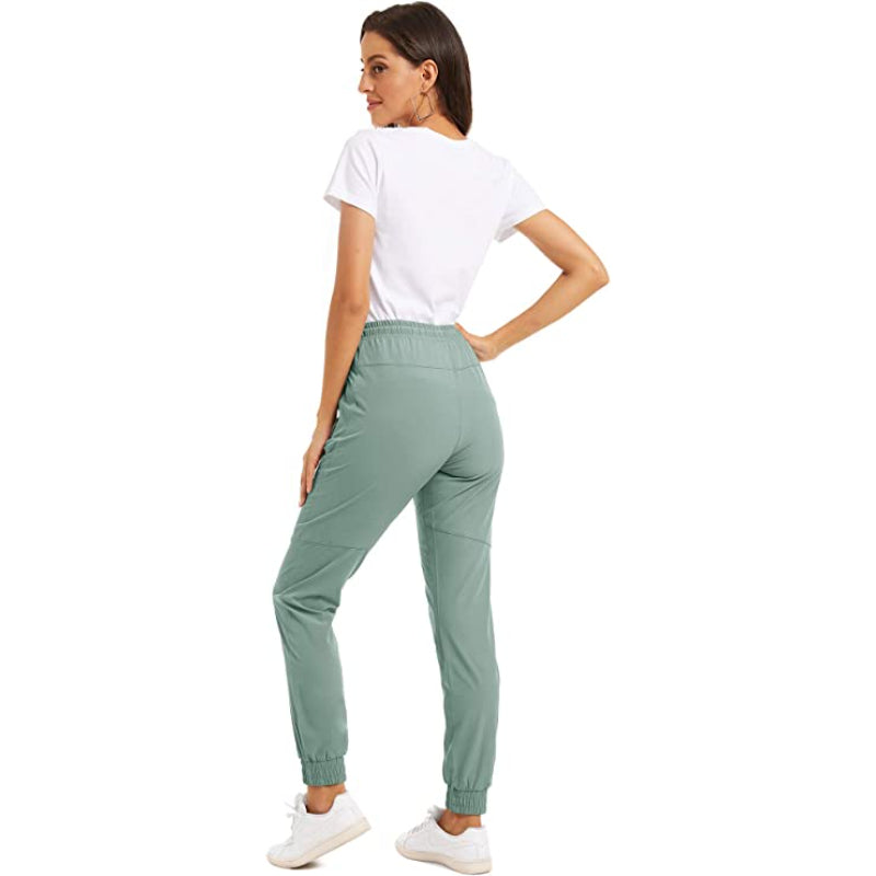 Women's Hiking Pants Lightweight Quick Dry Stretch Elastic Waist Water Resistant Golf Travel Pants with Zip Pockets-Legletic