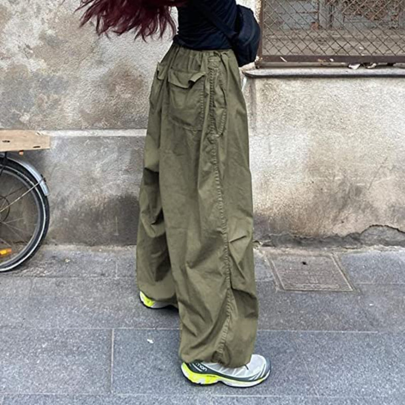 Women's Baggy Cargo Pants Wide Leg Hip Hop Casual Relaxed Fit Sweatpants Hipster Parachute Cargo Pants Y2K-Legletic