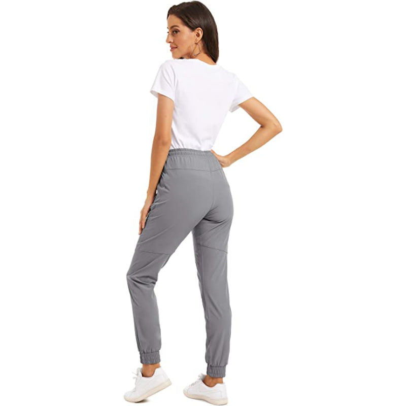 Women's Hiking Pants Lightweight Quick Dry Stretch Elastic Waist Water Resistant Golf Travel Pants with Zip Pockets-Legletic