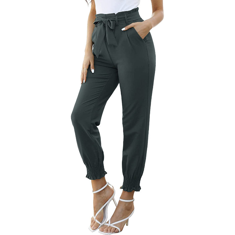 Women Regular Fit High Waist Pencil Pants With Bow-Knot Pockets-Legletic
