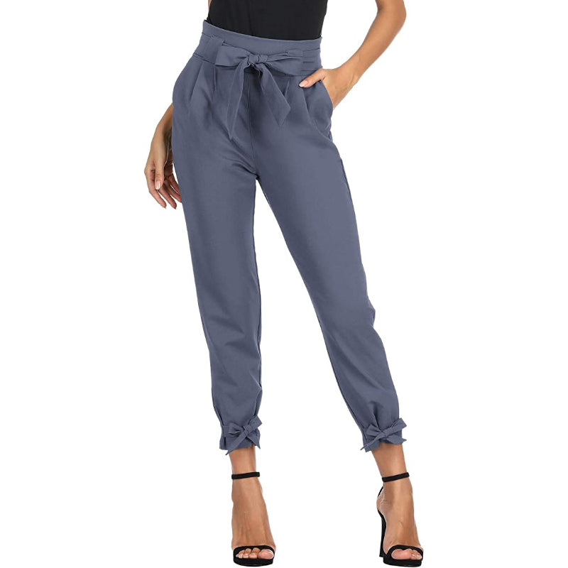 Women High Waist Casual Pencil Pants With Bow-Knot Pockets For Work-Legletic