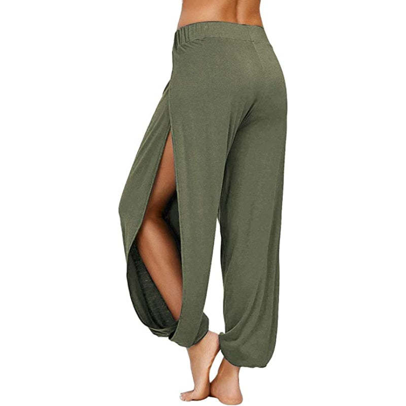 Yoga Harem Pants Side Slit Joggers Workout Sweatpants-Legletic