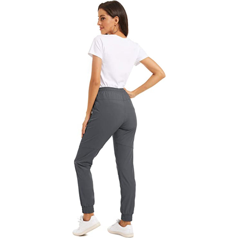 Hiking Pants Lightweight Quick Dry Stretch Elastic Waist Water Resistant Golf Travel Pants with Zip Pockets For Women-Legletic