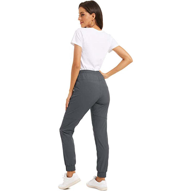 Hiking Pants Lightweight Quick Dry Stretch Elastic Waist Water Resistant Golf Travel Pants with Zip Pockets For Women-Legletic