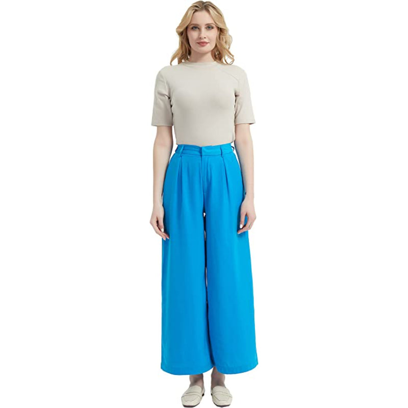 Women High Waist Casual Wide Leg Long Palazzo Pants Regular Trousers-Legletic