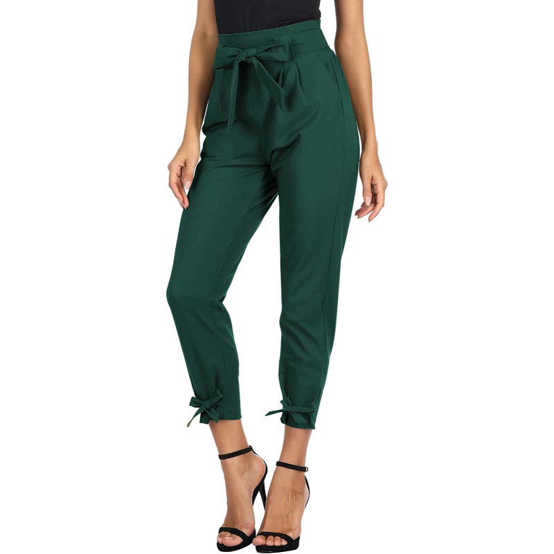 Women High Waist Casual Pencil Pants With Bow-Knot Pockets For Work-Legletic