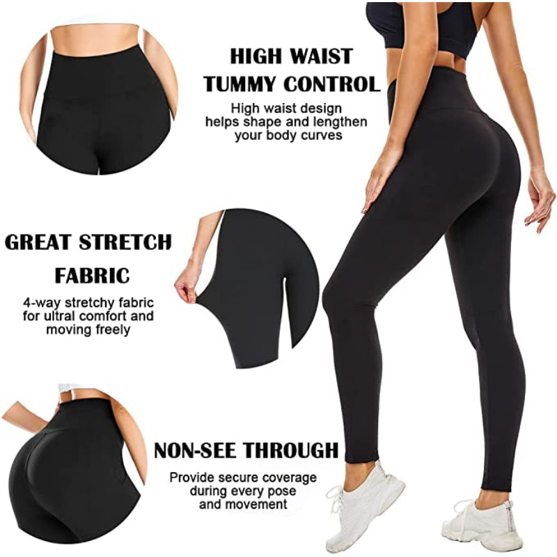 Pack Of 2 Leggings for Women Butt Lift-High Waisted Tummy Control Black Workout Yoga Pants-Legletic