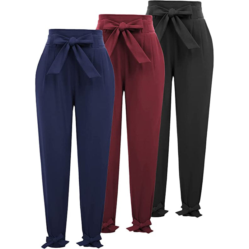Women Regular Fit High Waist Pencil Pants With Bow-Knot Pockets-Legletic