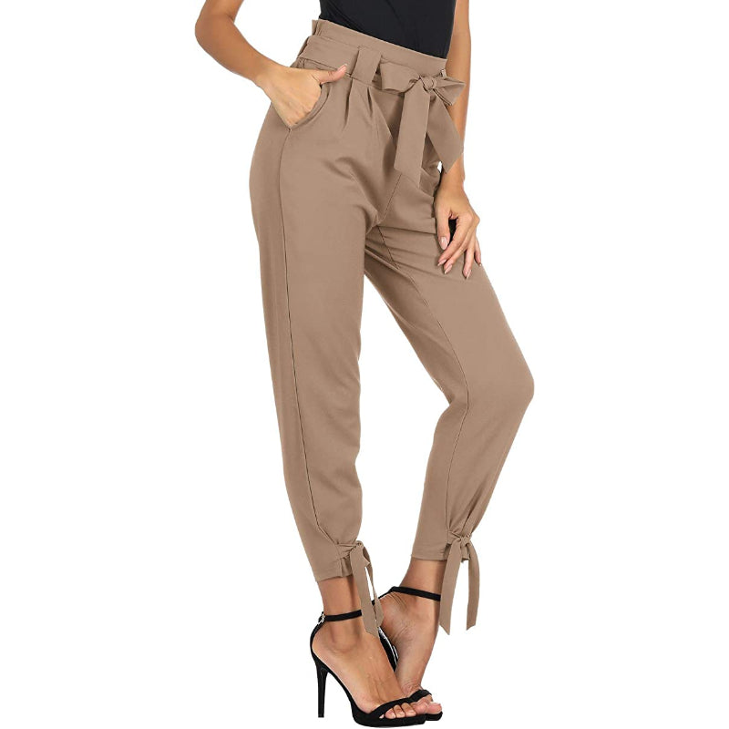 Women High Waist Casual Pencil Pants With Bow-Knot Pockets For Work-Legletic