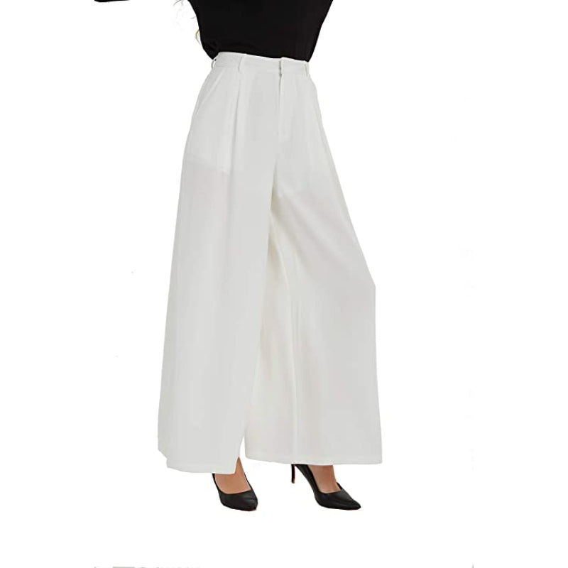 Women High Waist Casual Wide Leg Long Palazzo Pants Trousers-Legletic