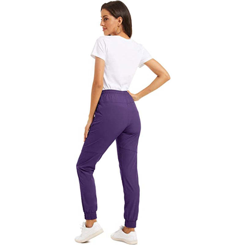 Hiking Pants Lightweight Quick Dry Stretch Elastic Waist Water Resistant Golf Travel Pants with Zip Pockets For Women-Legletic