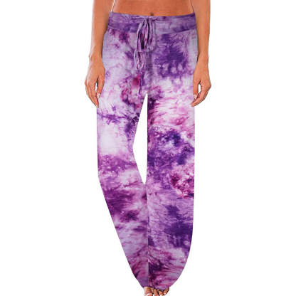 Women's Comfy Floral Print High Waist Drawstring Wide Leg Pants-Legletic