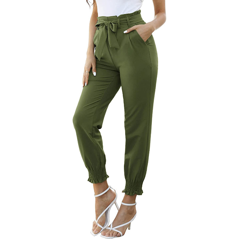 Women Regular Fit High Waist Pencil Pants With Bow-Knot Pockets-Legletic