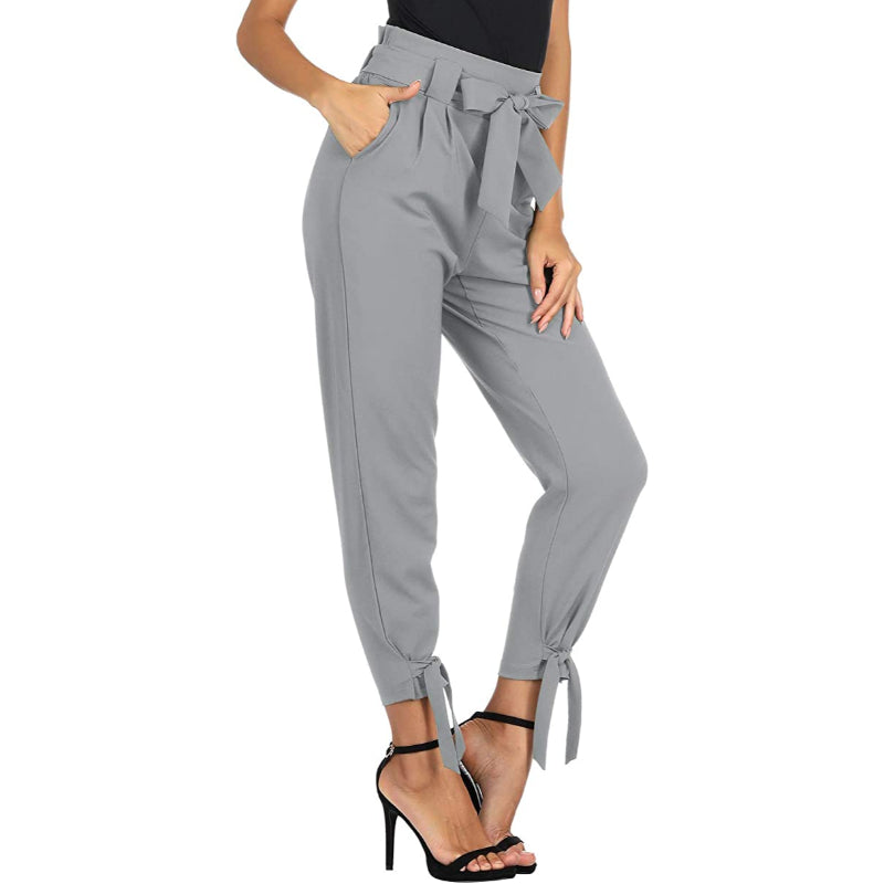 Women High Waist Casual Pencil Pants With Bow-Knot Pockets-Legletic