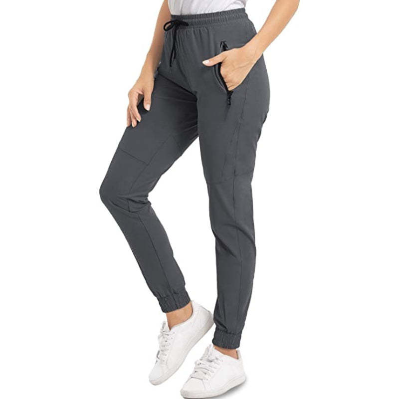 Hiking Pants Lightweight Quick Dry Stretch Elastic Waist Water Resistant Golf Travel Pants with Zip Pockets For Women-Legletic
