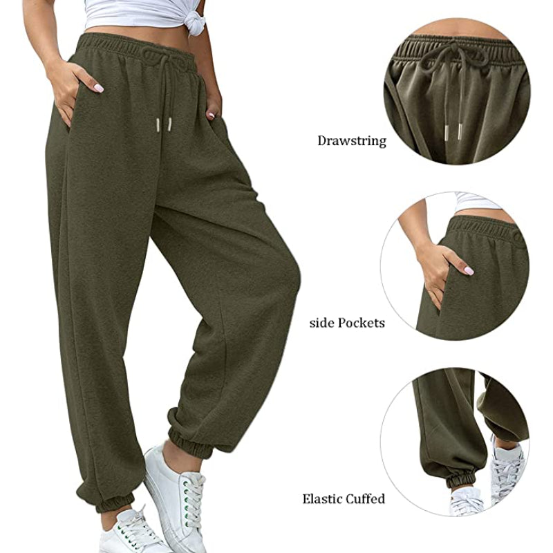 Women High Waisted Sweatpants Joggers Drawstring Athletic Pants With Pockets-Legletic