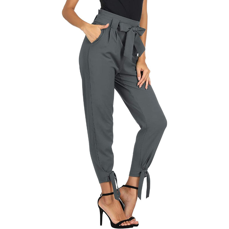 Women High Waist Casual Pencil Pants With Bow-Knot Pockets For Work-Legletic