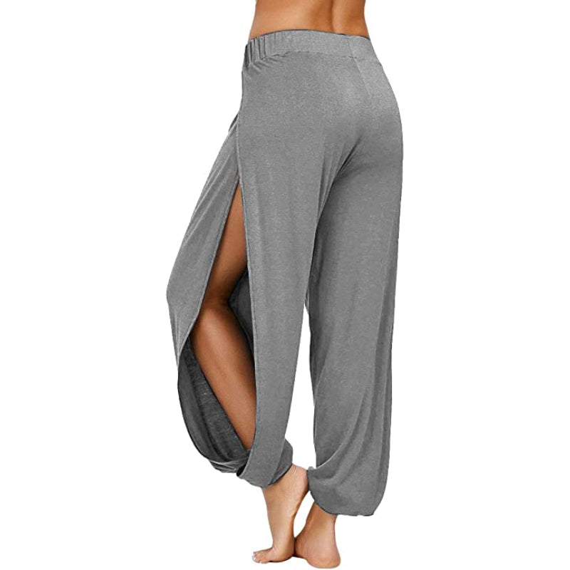 Women's Yoga Harem Pants Side Slit Joggers Workout Sweatpants-Legletic