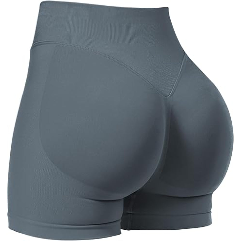 Seamless Compression Shorts With Ruched Design-Legletic