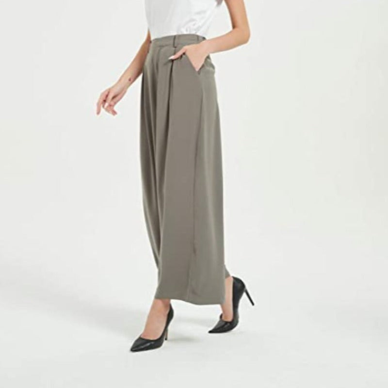 Women High Waist Casual Wide Leg Long Palazzo Pants Trousers-Legletic