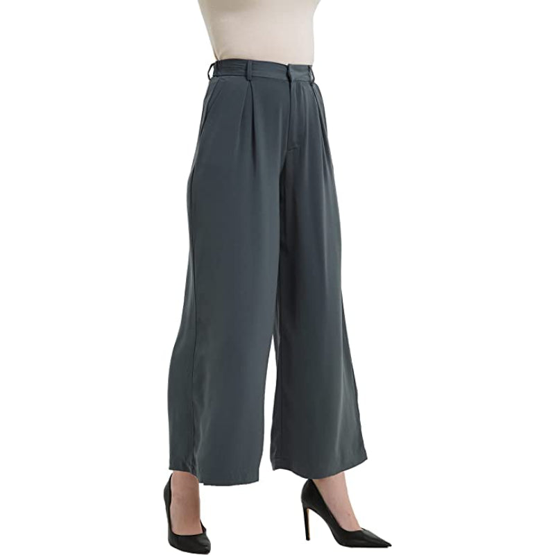 Women High Waist Casual Wide Leg Long Palazzo Pants Regular Trousers-Legletic