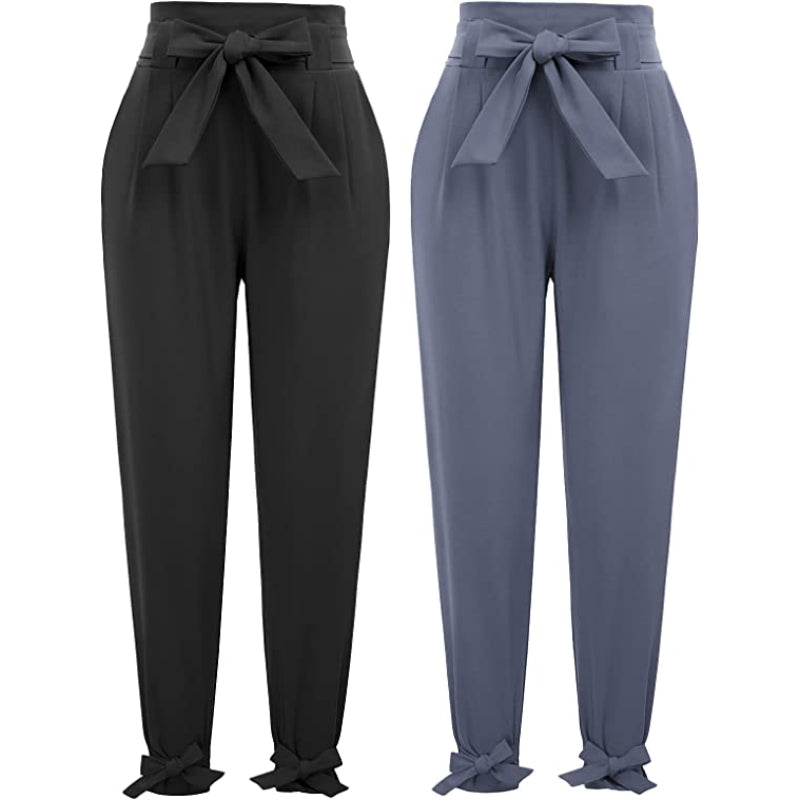 Women Casual High Waist Pencil Pants With Bow-Knot Pockets For Work-Legletic