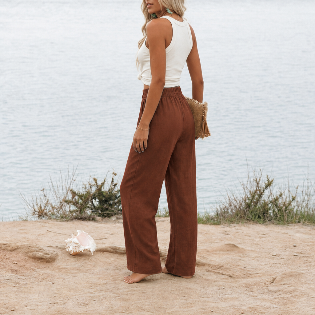 Casual Up Pants With Button For Women