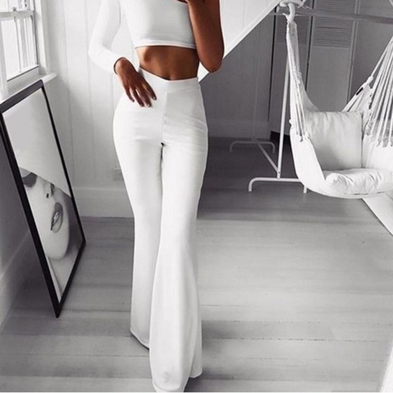 Elegant Women's Solid Wide Legs Pants-Legletic