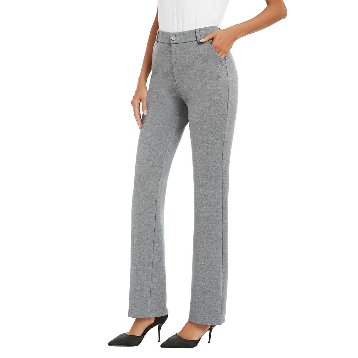 Stretchable Straight Solid Casual Pants