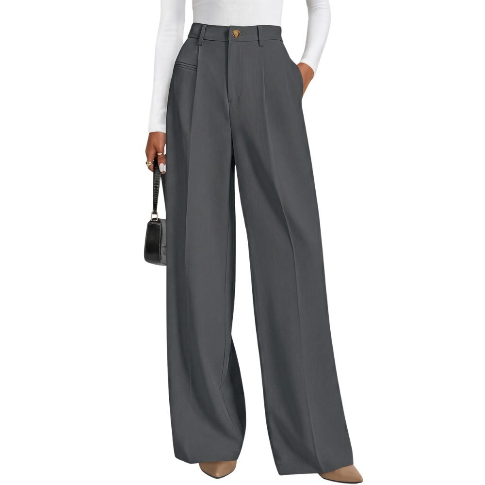 Wide And Flowy Business Casual Work Palazzo Trousers For Women