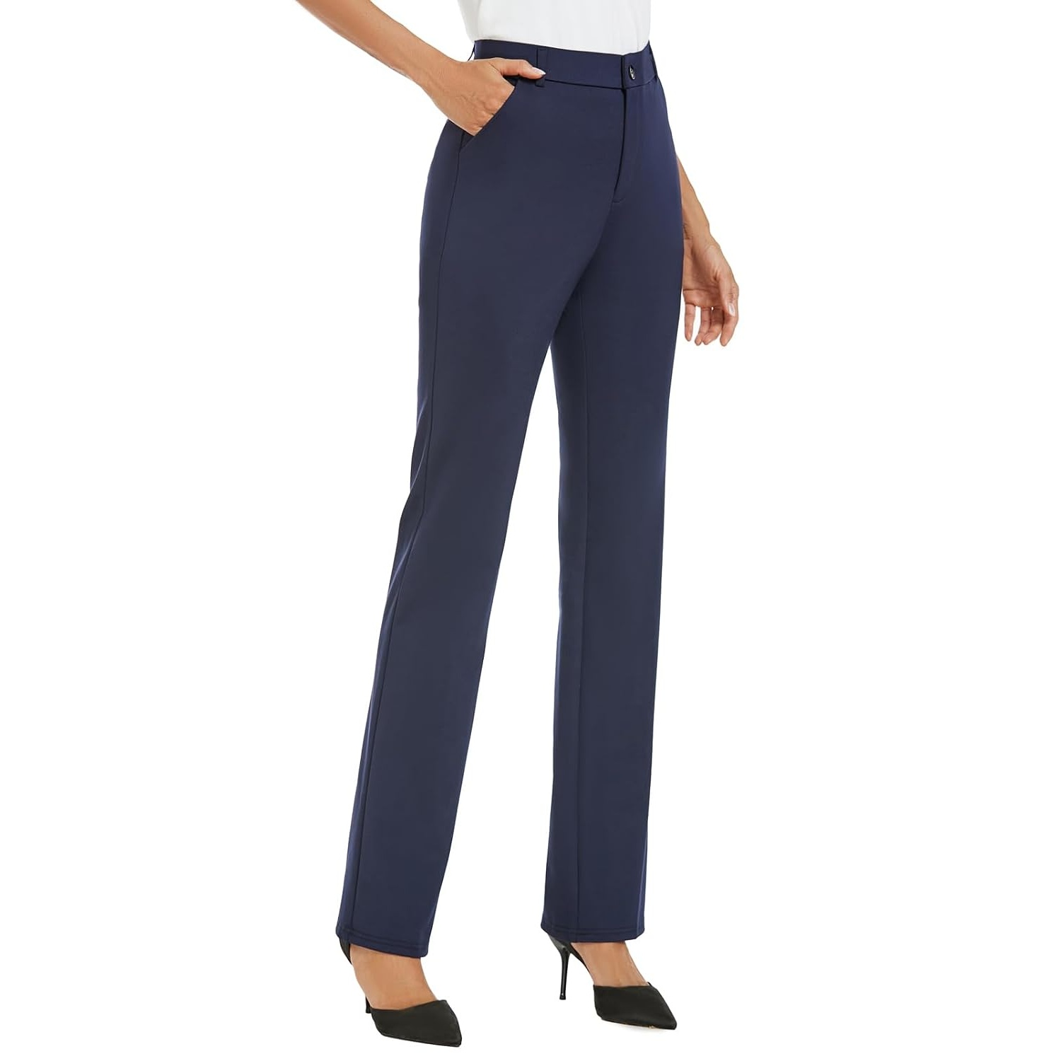 Stretchable Straight Solid Casual Pants