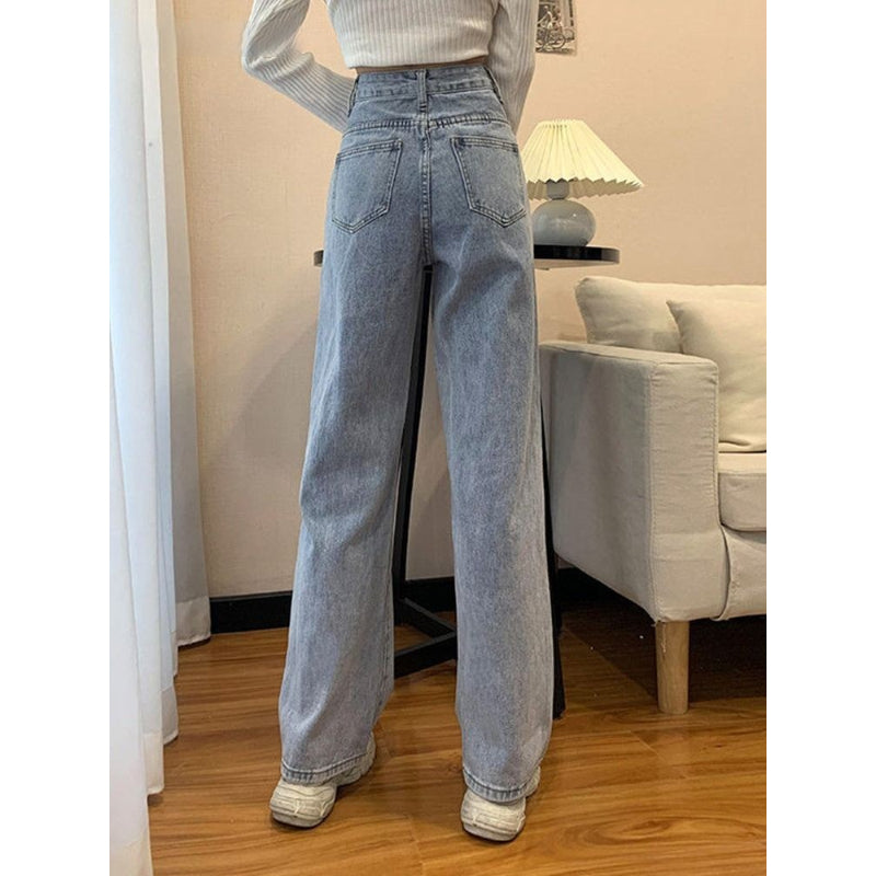 High Waisted  Straight Leg Jeans For Women-Legletic