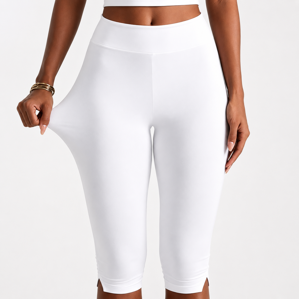 Capri Length Split Hem Sports Fitness Pants For Women