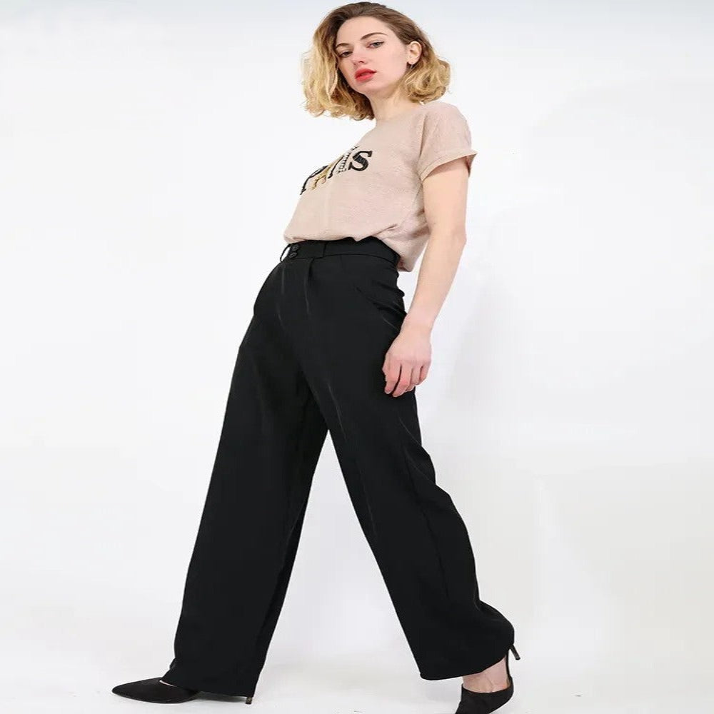 Thin Fabric Classics Straight High Waist Pants-Legletic