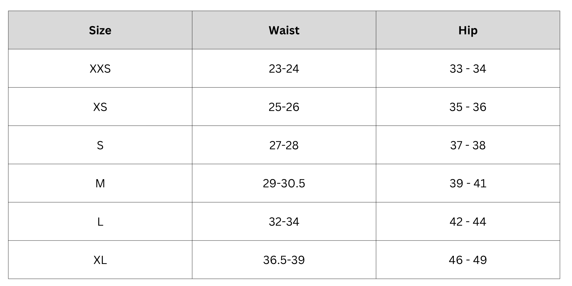 Size Chart