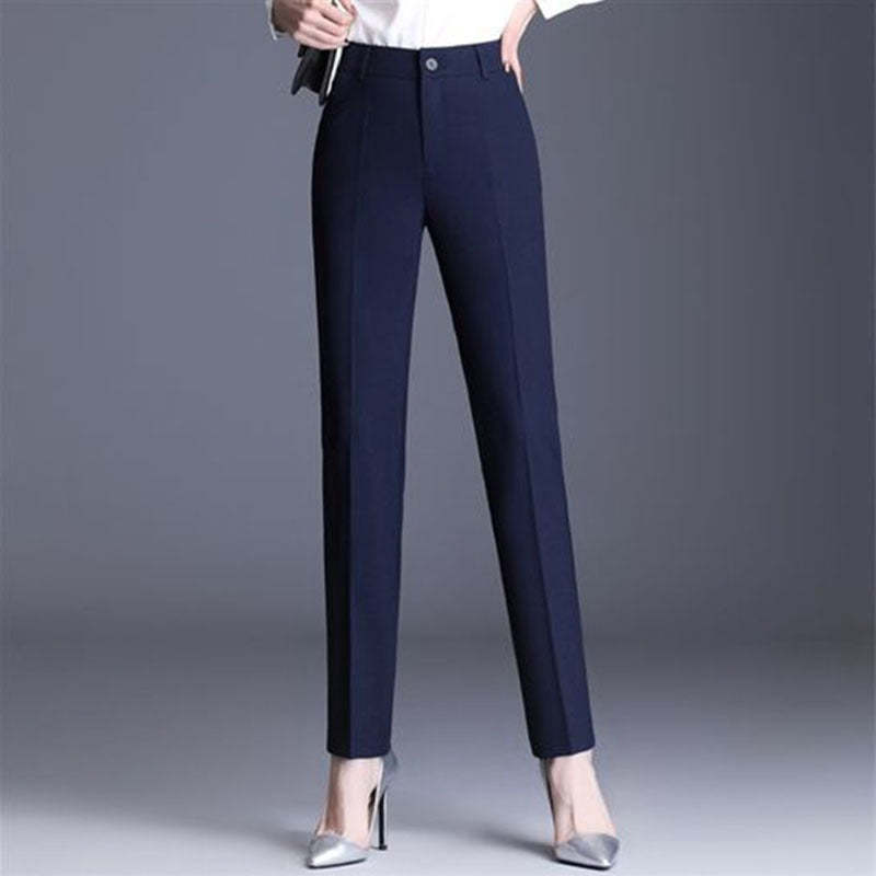 Casual Straight Fit High Waist Female Pants-Legletic