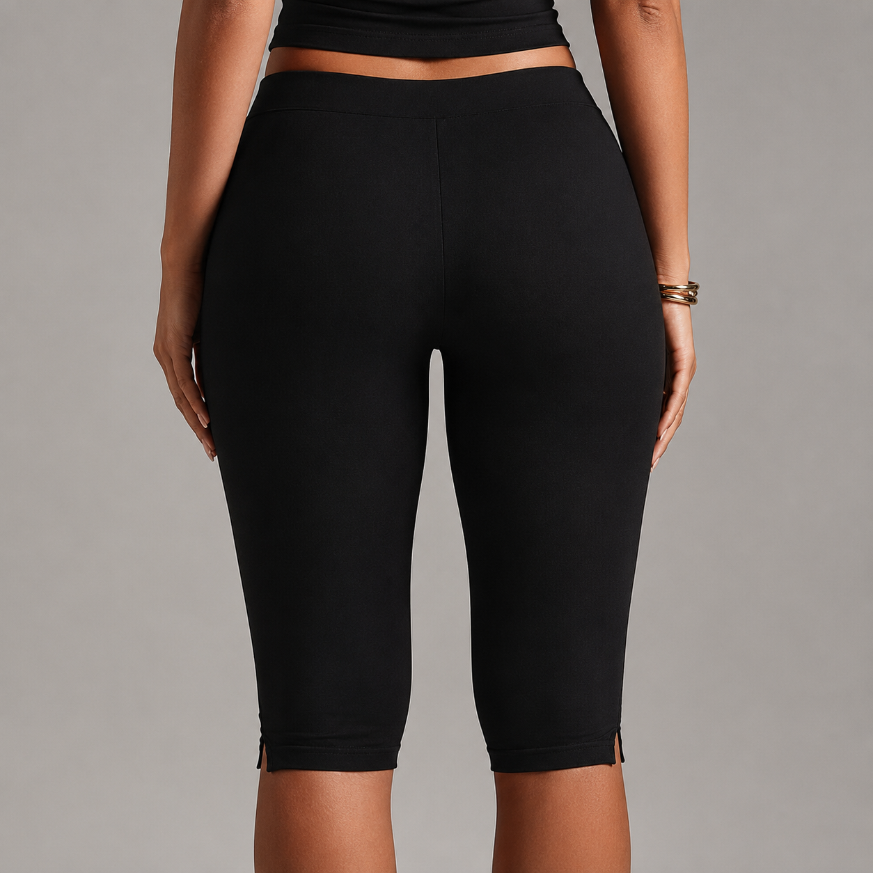 Capri Length Split Hem Sports Fitness Pants For Women