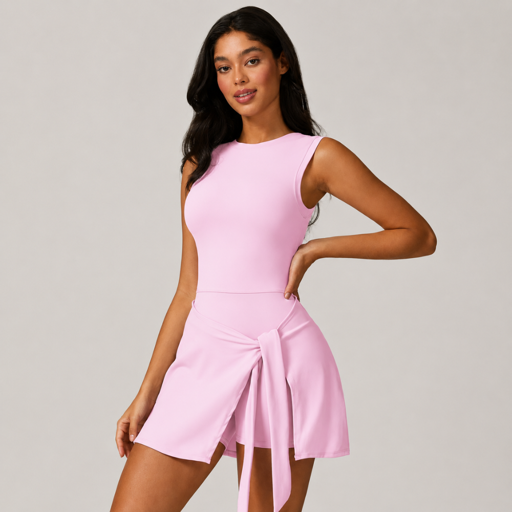 Women Sleeveless Yoga Jumpsuit With Open Back Strap Detail