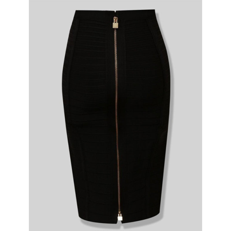 Solid Colors Zipper Bandage Women Skirts-Legletic
