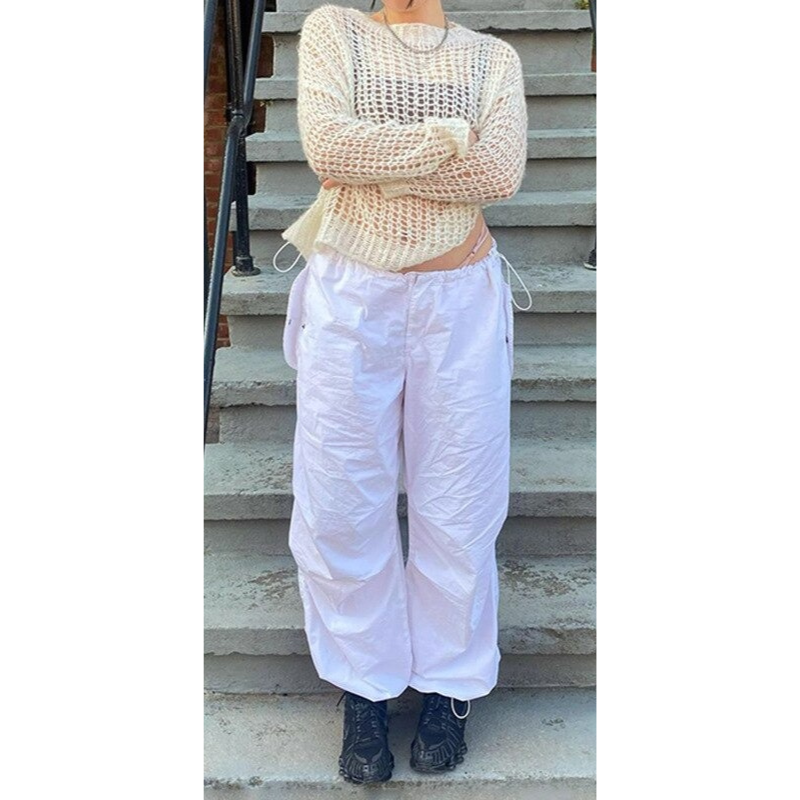 Women's Straight Oversized Baggy Cargo Pants With Pockets-Legletic